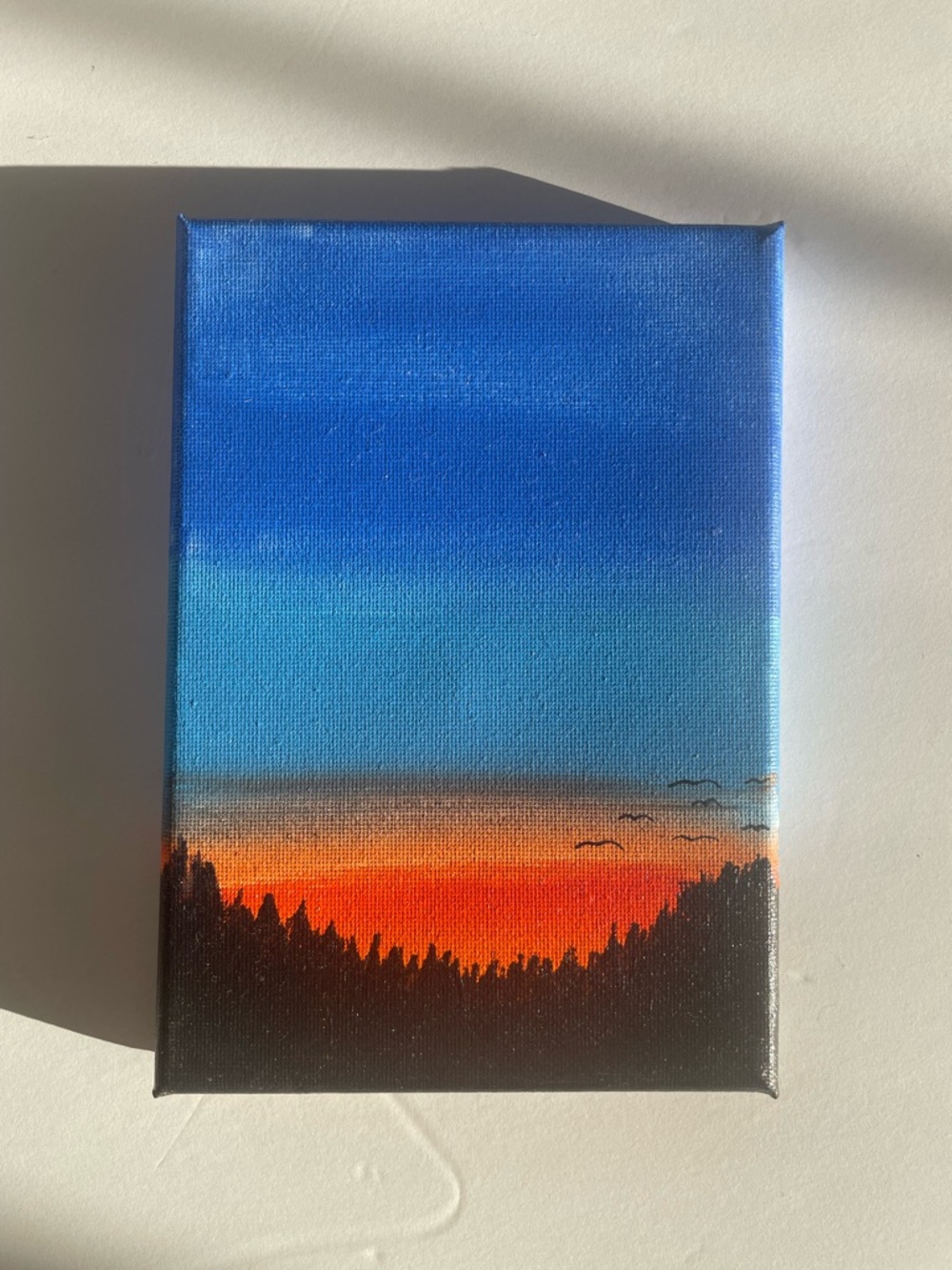 Sunset Forest Canvas Wall Art - Blue and Orange Gradient